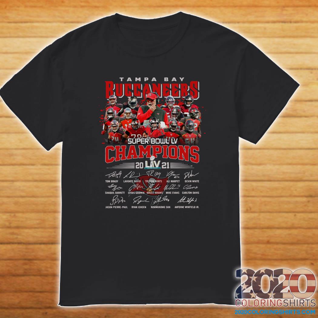 The Tampa Bay Buccaneers Team Football Players With Super Bowl Lv Champions  2021 Signatures shirt - Kingteeshop