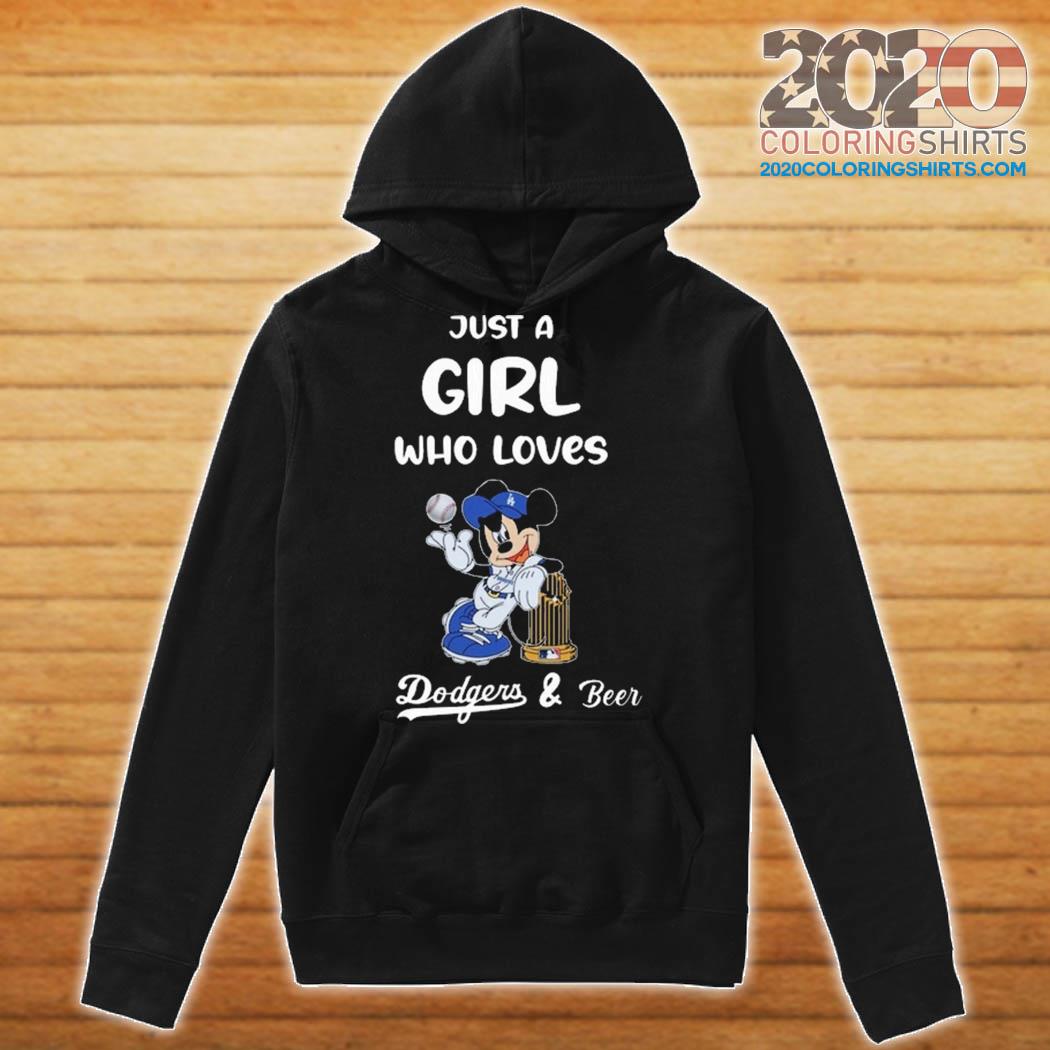 Mickey Mouse Just A Girl Who Loves Los Angeles Dodgers And Beer Shirt,  hoodie, sweater, long sleeve and tank top