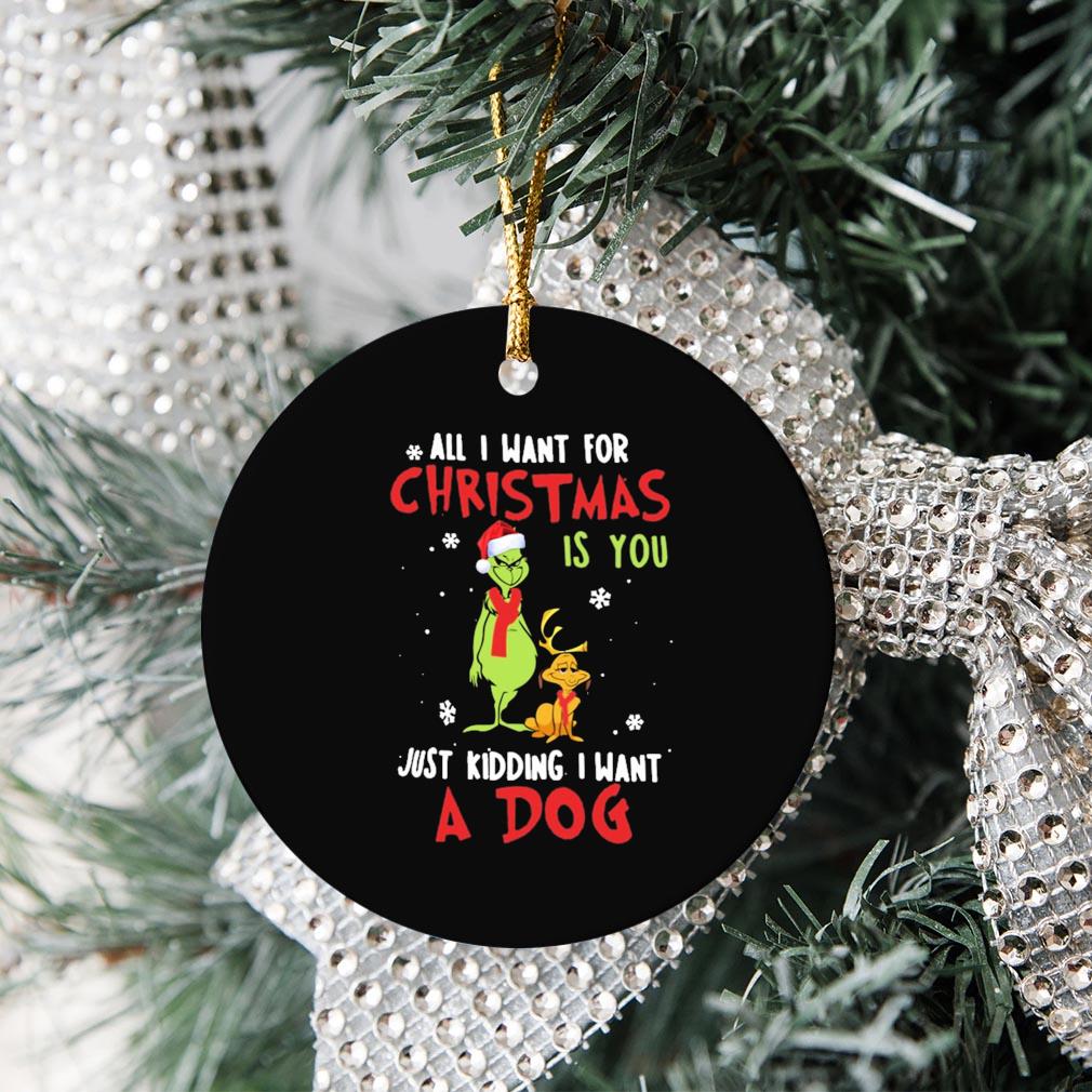 Grinch All I Want For Christmas Is You Just Kidding I Want A Dog Ornamen Christmas