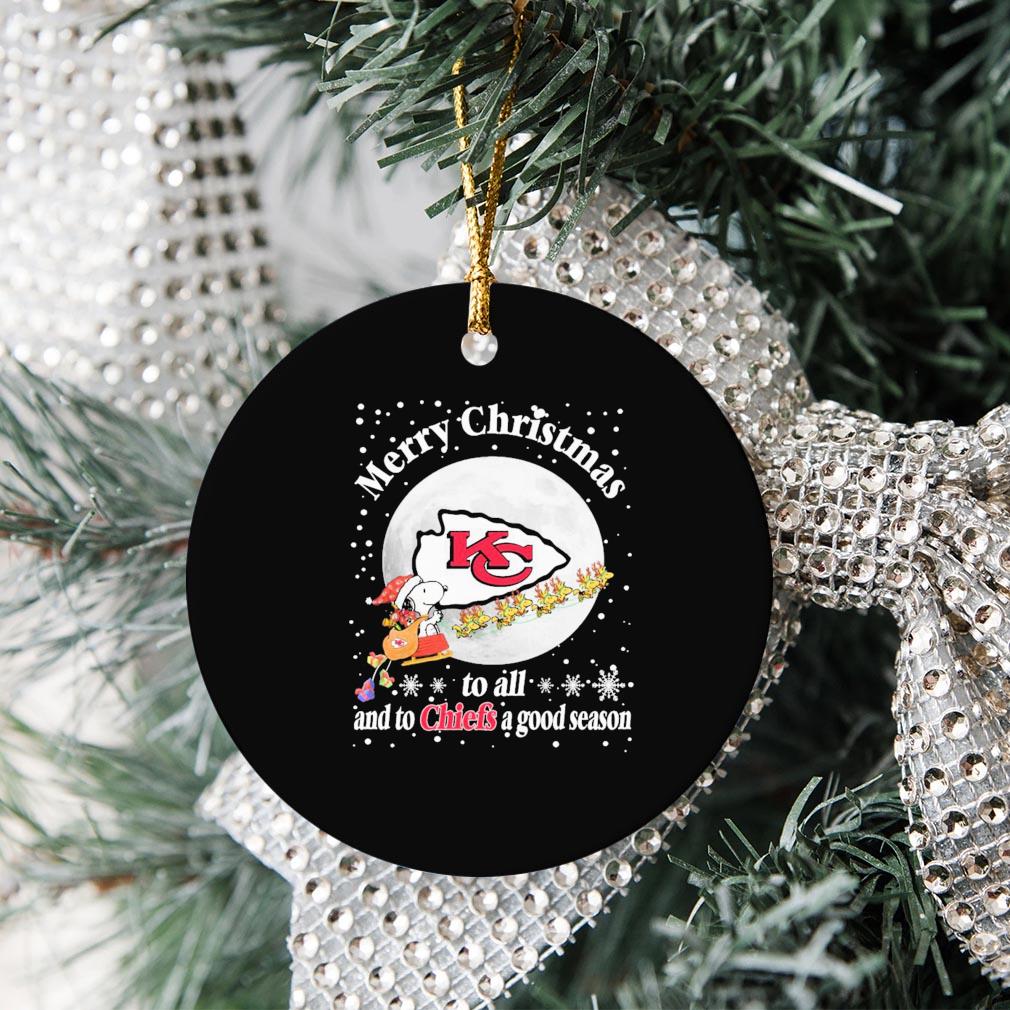 Snoopy Santa riding Woodstock Kansas City Chiefs Christmas ornament